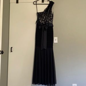 Navy evening gown.